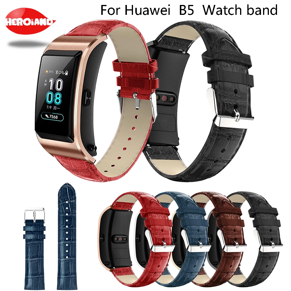 Nieuwe klassieke horlogeband voor Huawei Talk Band B5 mode Smart WatchWrist Armband pu leer Krokodil Riem val Vervanging band