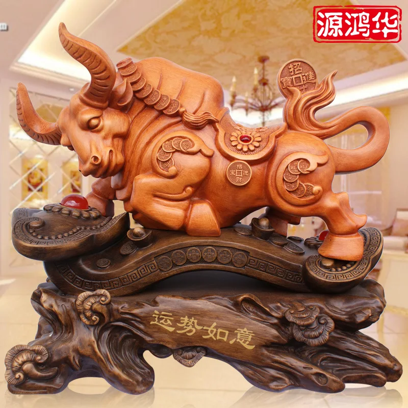 The new source Honghua wood craft ornaments creative cow fortune wishful resin crafts shop office furnishings