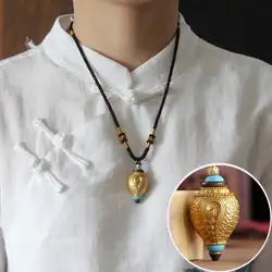 TGB003 Tibetan Pendants Amulet Golden Sea Snail Prayer Bottle with Free Chain