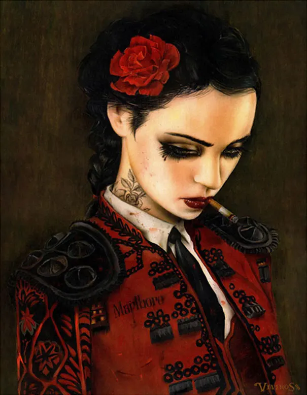 High quality Oil painting Canvas Reproductions bull fight her by Brian M.Viveros Painting hand painted