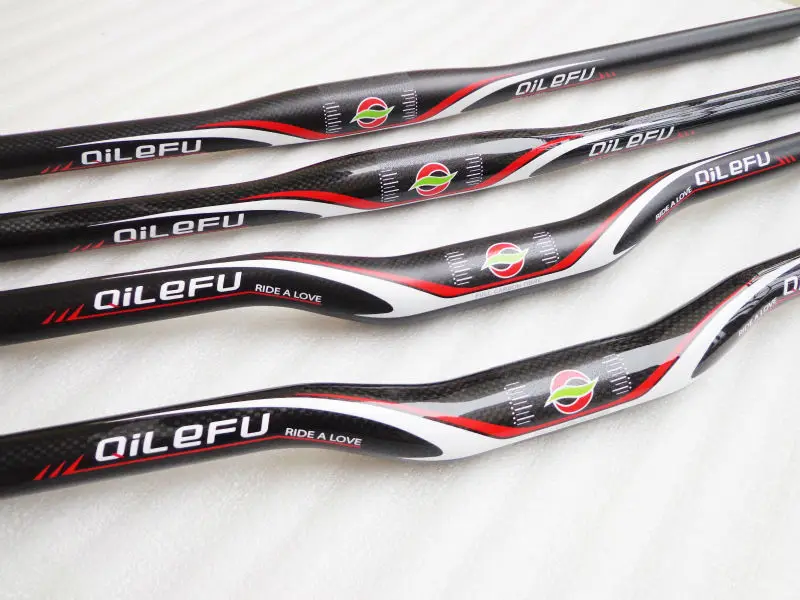 New QILEFU flat rise swallow shaped Mountain bike 3K full carbon fibre bicycle handlebar 31.8*600-740mm MTB parts