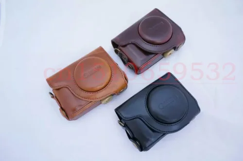 キヤノンs100s110 s120用ショルダーストラップ付きpuレザーカメラケースバッグ