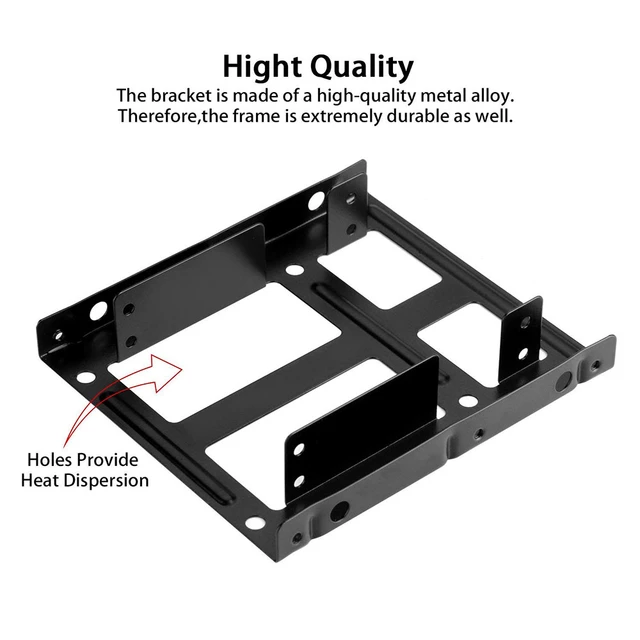 Metal Dual 2.5 To 3.5 Hard Drive Bay Mounting Bracket 2 X 2.5 To 3.5 HDD SSD Mounting Bracket