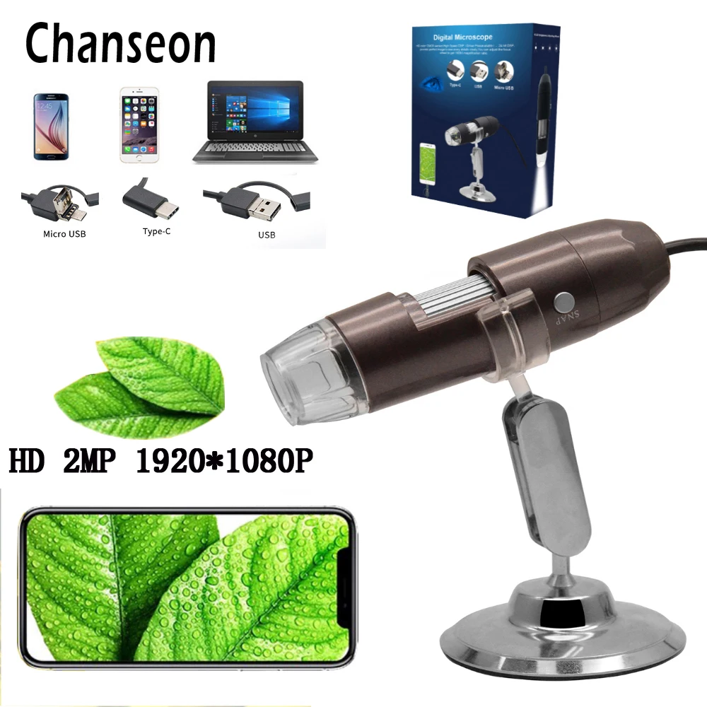 Chanseon HD 2.0 Mega Pixels 1000X 3 IN 1 USB Android Type-c Microscope Stereo Electronic Digital Microscope Endoscope Camera