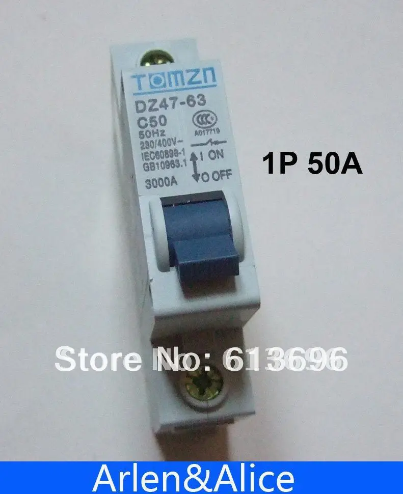 1P 50A 230V/400V~ 50HZ/60HZ Mini Circuit breaker MCB C45 C TYPE