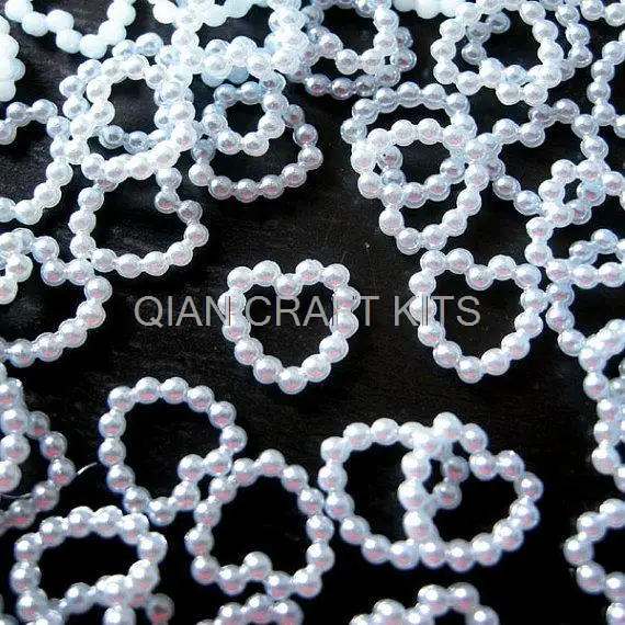 1200pcs Faux Beaded Heart Pearl Cabochons Pearlized Heart Ring Cabochon (11mm)