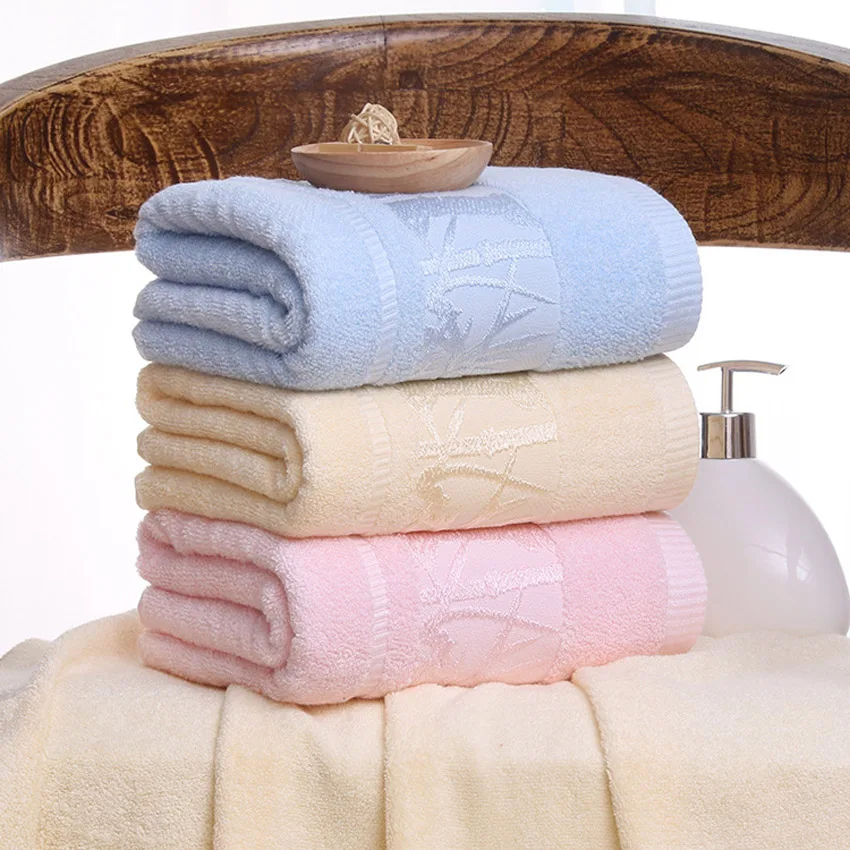 

Classic Bamboo Fiber Absorbent Thicken Bath Towels Adult Child Bathroom Towels Travel Beach Towel Serviette Toallas Plain Color