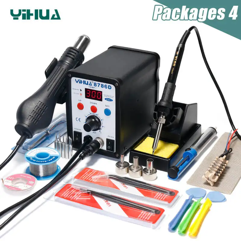 

YIHUA 8786D Rework Station Digital Display Iron Soldering Stations SMD Hot Air Gun Soldering Station Welding Soldering Supplies