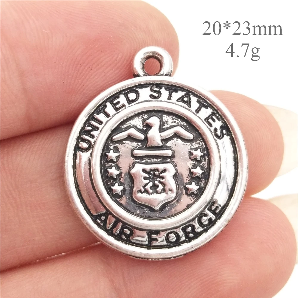 BULK 30pcs Lots Zinc Alloy Metal US Air Force Charms United States Military Medal Pendants DIY Jewelry 20*23mm 4.7g