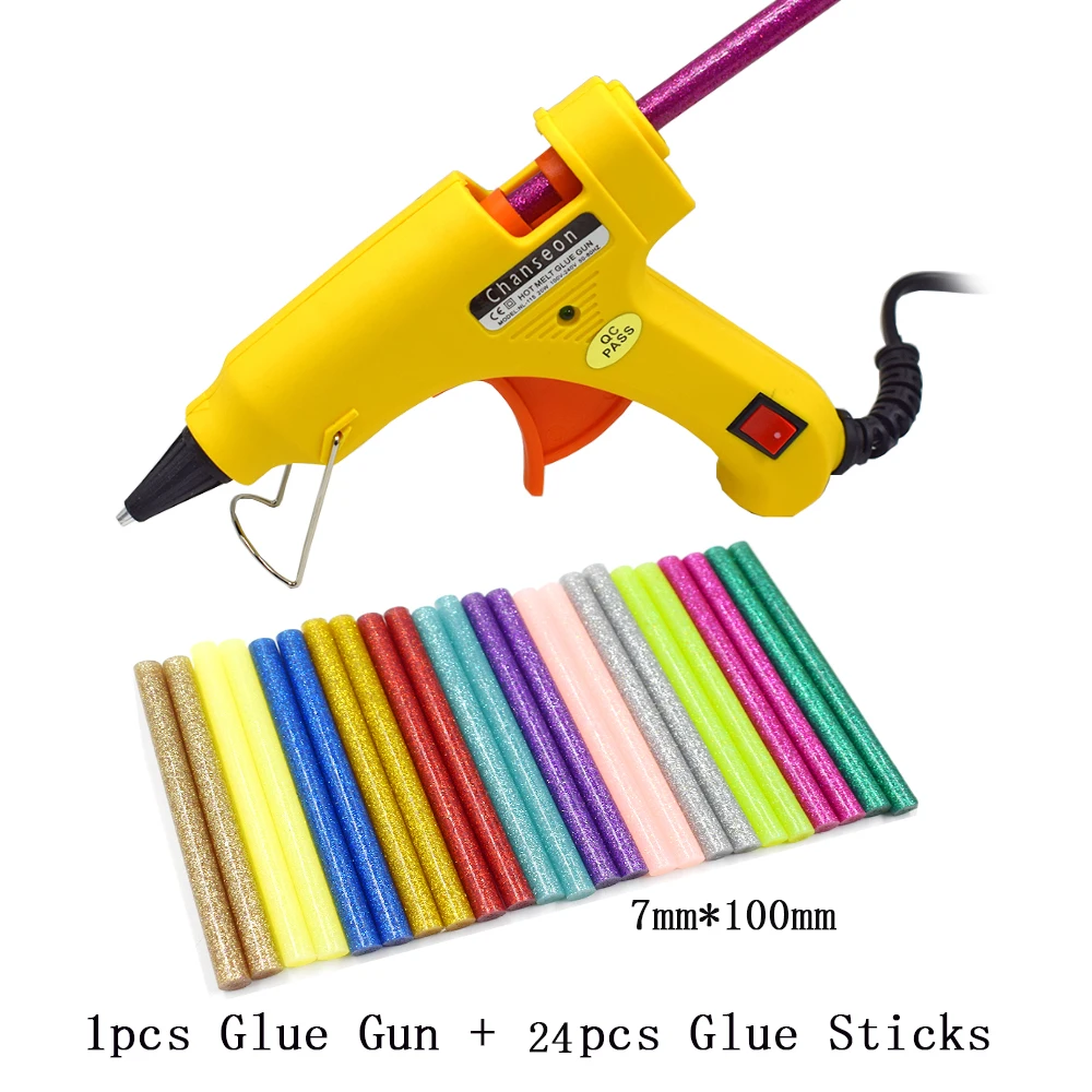 Chanseon 20W EU/US Hot Melt Glue Gun with 7mm Glue Stick Industrial Mini Guns Thermo Electric Heat Temperature DIY Tool