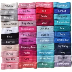 80 Colors Available 5/8'' Fold Over Elastic Ribbon Sewing elastic bands Hair Elastic fabric DIY Hair bow Apparel Accessories