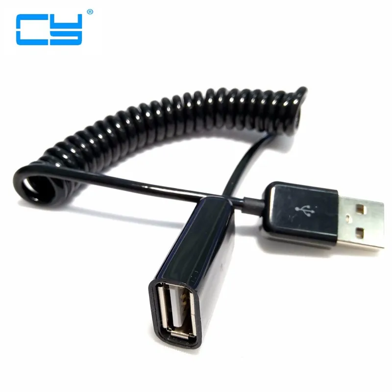 USB 2.0 Male to Female Spring Coiled Extention Coil Cable Adapter Connector