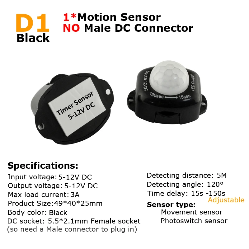 Motion Sensor 12V 24V 5V DC Movement Detector Timer Automatic Switch ON OFF PIR Infrared LED Strip Motion Sensor Light Switch