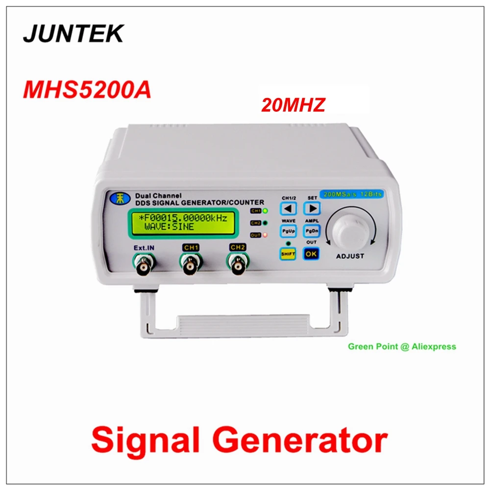 JUNTEK-generador de señal de doble canal, medidor de frecuencia arbitraria, función DDS, Control Digital, 20MHZ, MHS5220A, nuevo