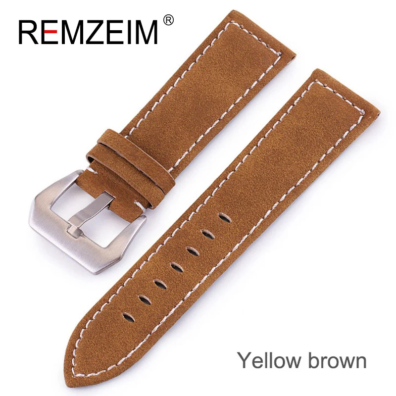 Leather Watchband Men Women Watch Band 18MM 20MM 22MM 24MM Wrist Watch Strap Black Brown Blue Watchbands Bracelet Metal Buckle