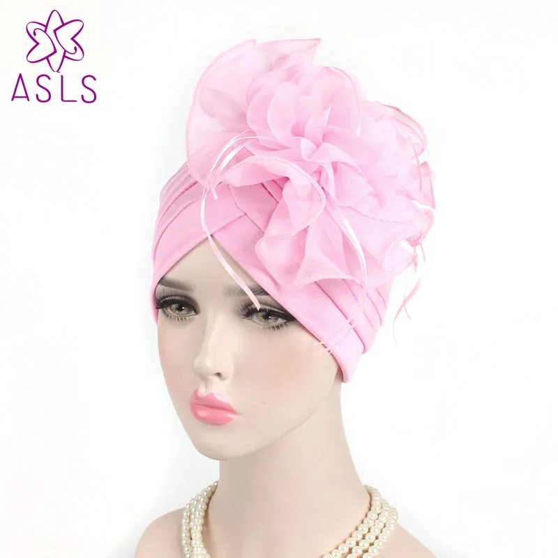 New Fashion Hats Womens Ruffle Turban Headwear With Big Poplin Flower Cocktail Wedding Tea Party Hat Indian Turban Hats