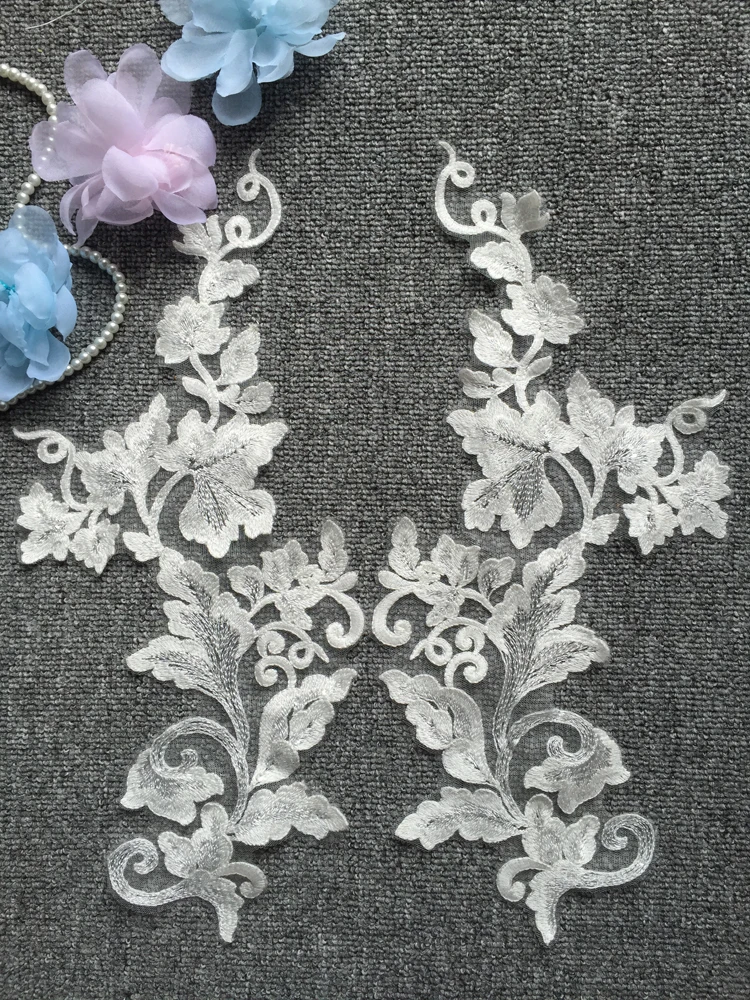 2 pieces of high-grade cotton line plain embroidery sequins lace flower cloth stickers DIY wedding dress veil accessories access