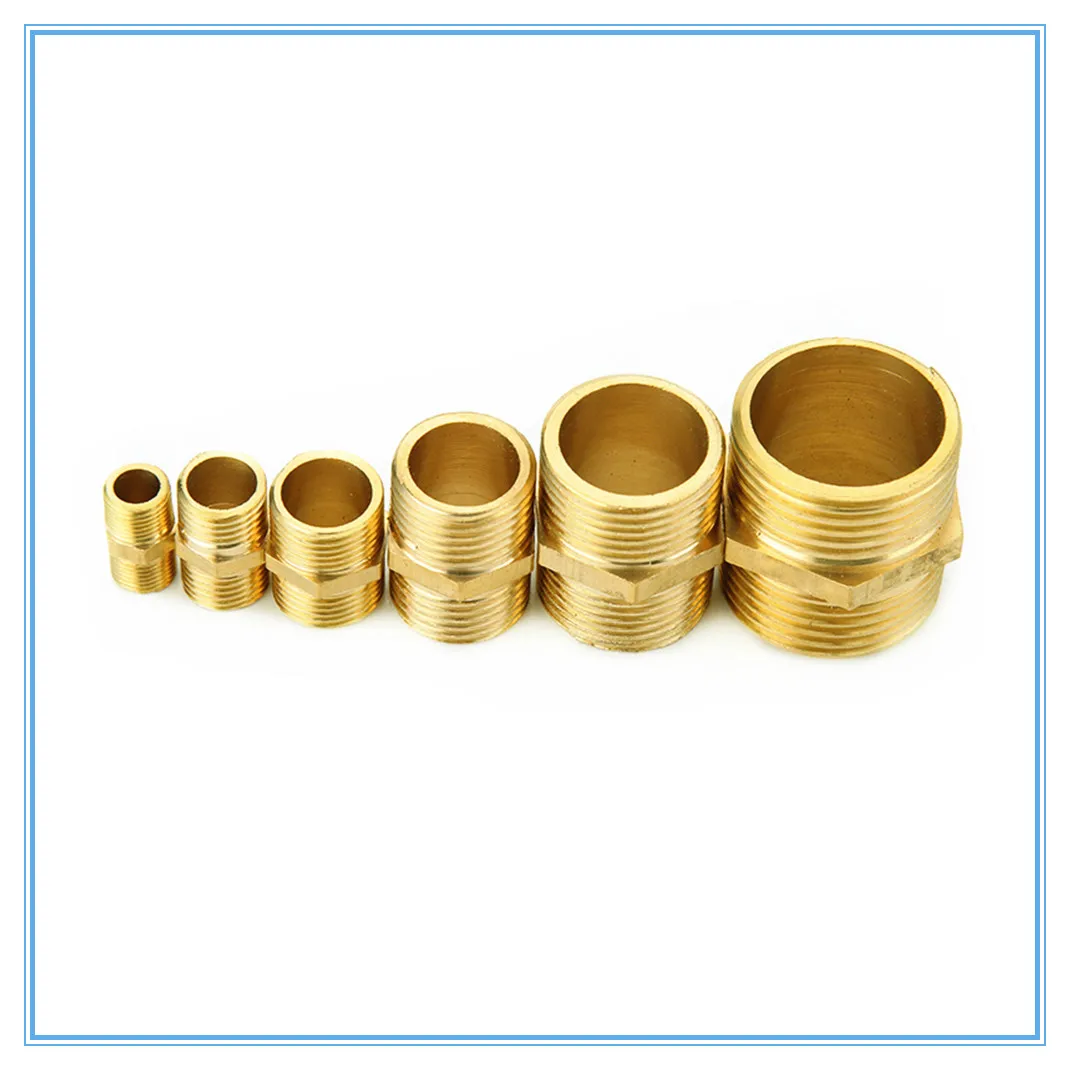 

Brass Pipe Fitting Hex Nipple M/M 1/8" 1/4'' 3/8'' 1/2'' 3/4" Male Thread Coupler Connector Copper