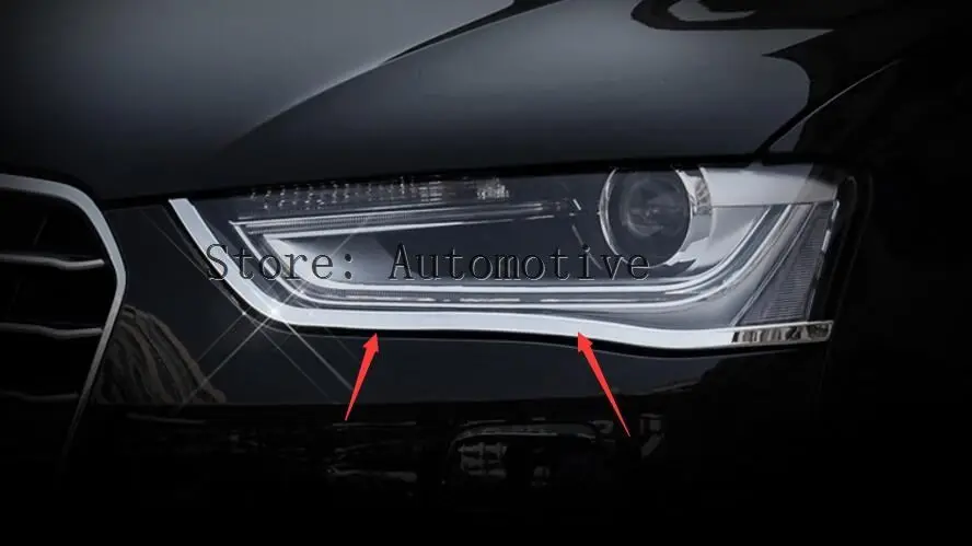 

For Audi A4 B8Exterior Front Head Light Lamp Eyelid Cover Trim 2013-2015 2pcs