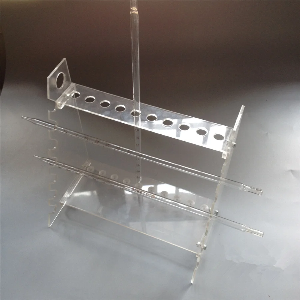 Organic glass double-faced trapezoidal pipette stand graduated pipette rack pipette holder double face trapezoidal pipet rack