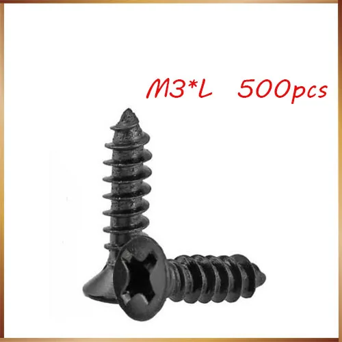 

500PCS-M3*6/8/10...25 Black Small Screw Countersunk Head Tapping Screws Electronic Tapping Head