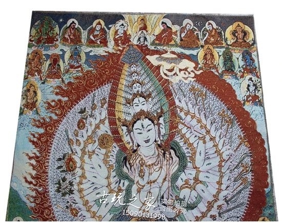 36 inch Tibet Silk embroidery gold silk embroidery,Nepal, Thousand hands Goddess of mercy Buddha Thangka Paintings Mural