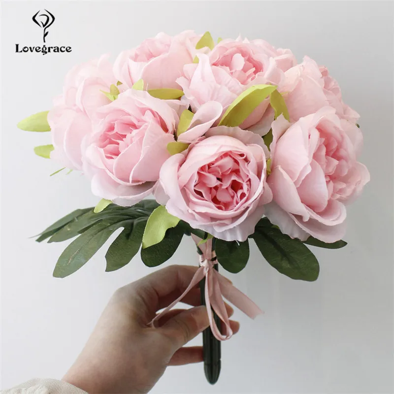 Bouquet de fleurs artificielles blanches en soie, 10/lot, fausses fleurs, pour un Mariage, DIY