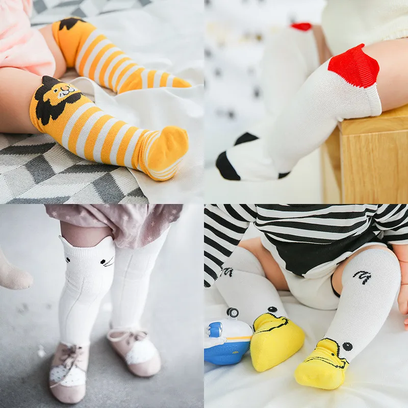 

Cartoon Girls Knee High Socks Cotton Striped Socks With Print Children's Things for Boys School Stuff Children's Socks