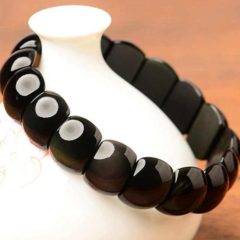 JoursNeige Wholesale Classic Style Natural Obsidian bracelets Color Eye Beads Bracelet Lucky for women men Crystal hand row