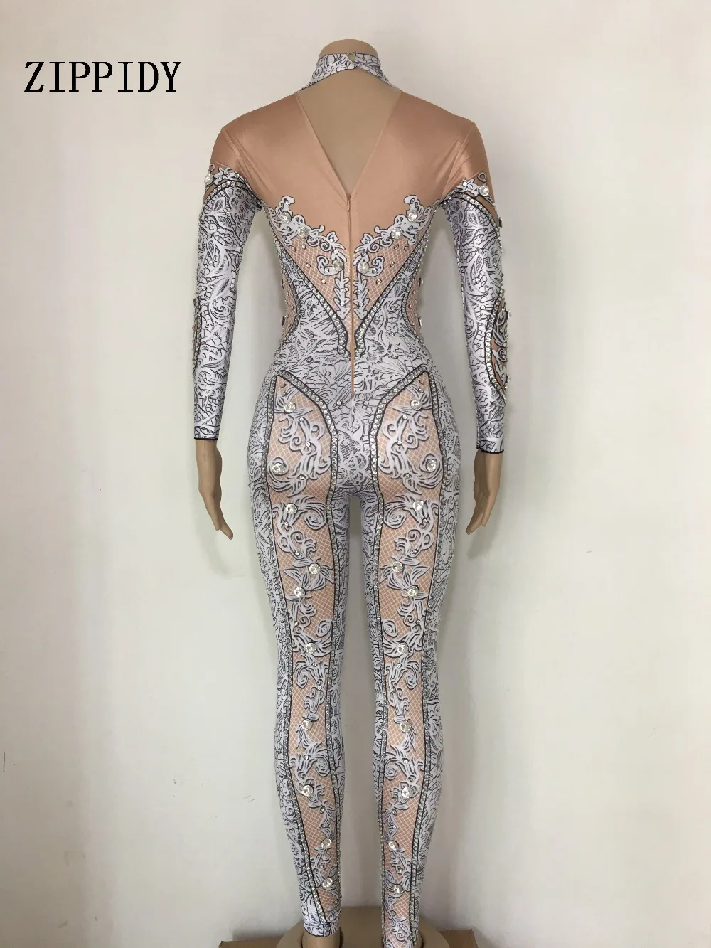 Sparkly Crystals Jumpsuit Sexy Stones Stretch Bodysuit Women\'s Stage Performance Celebrate luxurious Costume Dance Rompers