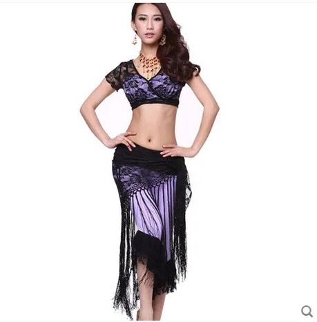 สไตล์ใหม่Belly Danceเครื่องแต่งกายLace Tassel Belly Danceสะโพกผ้าพันคอสำหรับสุภาพสตรีเต้นรำเข็มขัด