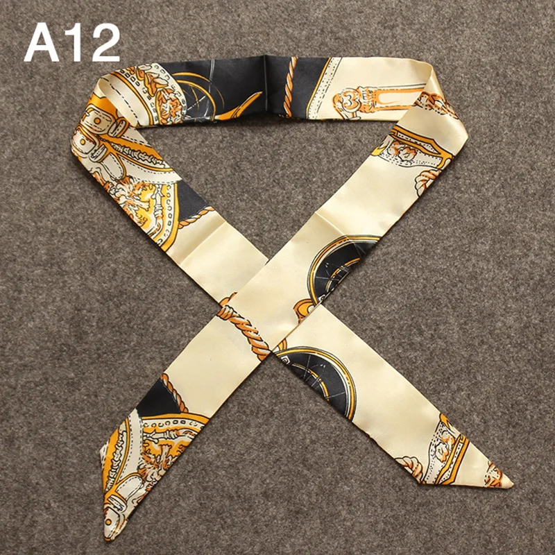 40 Color Women Foulard Fashion Bag Scarf Skinny Small Ribbon Head Hair Handle Scarf Luxury Decoration Tie Multifunction 4*100cm