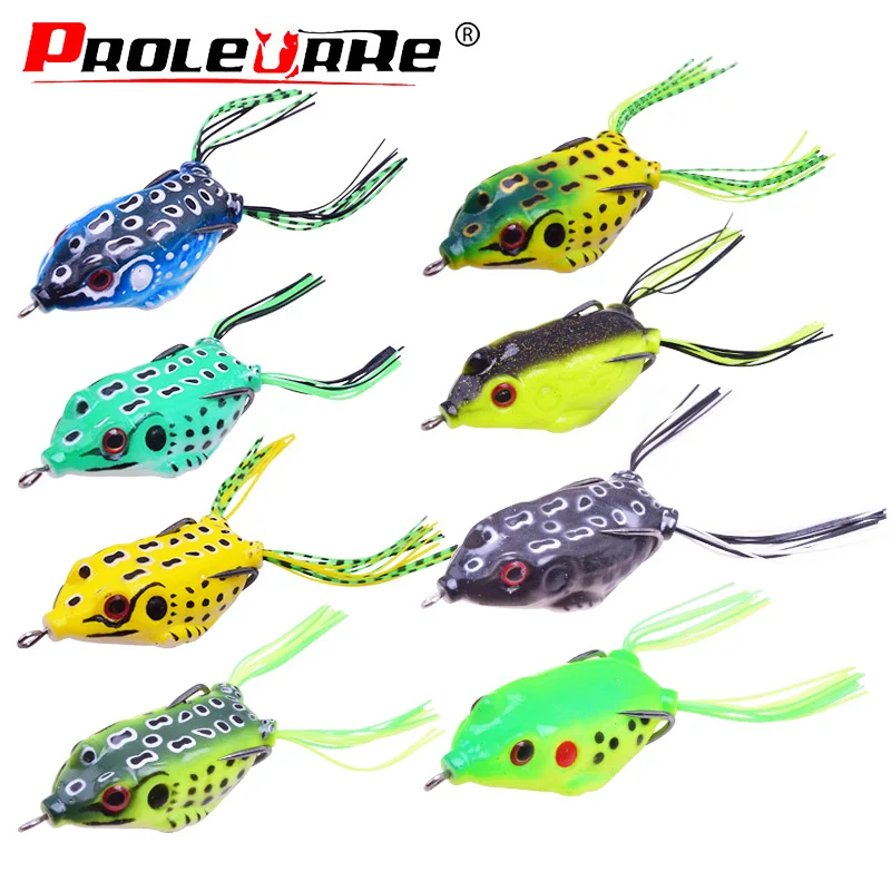 8PCS Mixed Color Frog Soft Lure Set Top Water Wobblers Rubber Artificial Baits for Pike Snake Head Gear Lures Kit Fishing Tackle