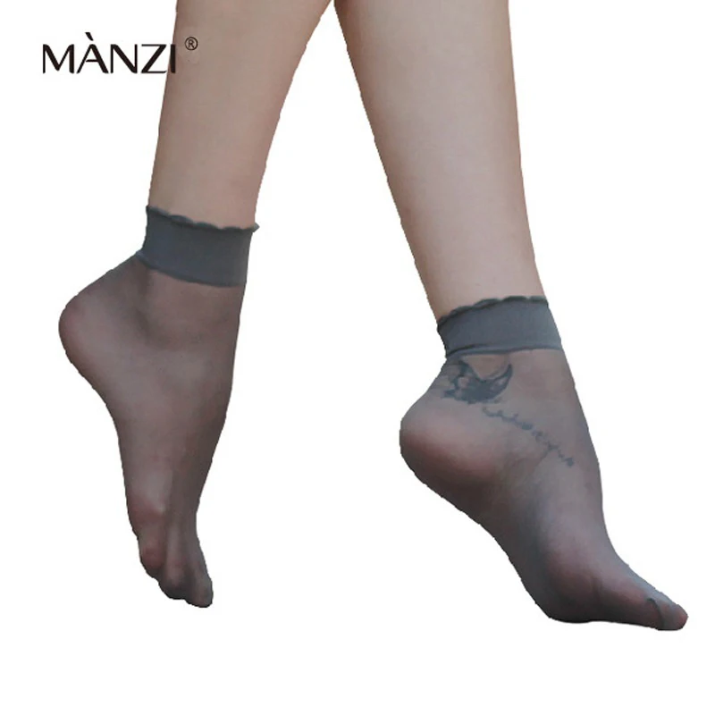 

MANZI-20D Covered Yarn Short Socks for Women, Soft and Breathable, Lotus Toe, Fashion, Summer, 6Pairs per Lot