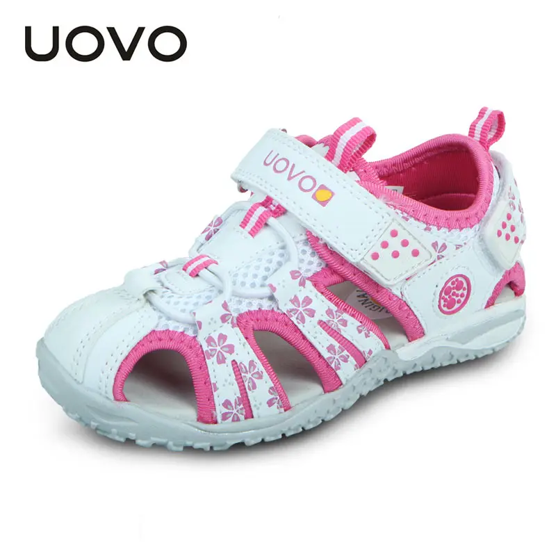 UOVO 2024 Children Shoes Fashion Kids Footwear For Girls Hook-And-Loop Cut-Outs Summer Beach Sandals Size 26-36