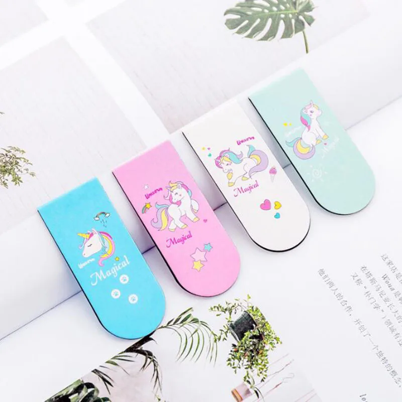 Kawaii Unicorn Magnetic Bookmark Creative Cute Exquisite Mini Book Folder Flip Student Office School Supplies Korea Stationery