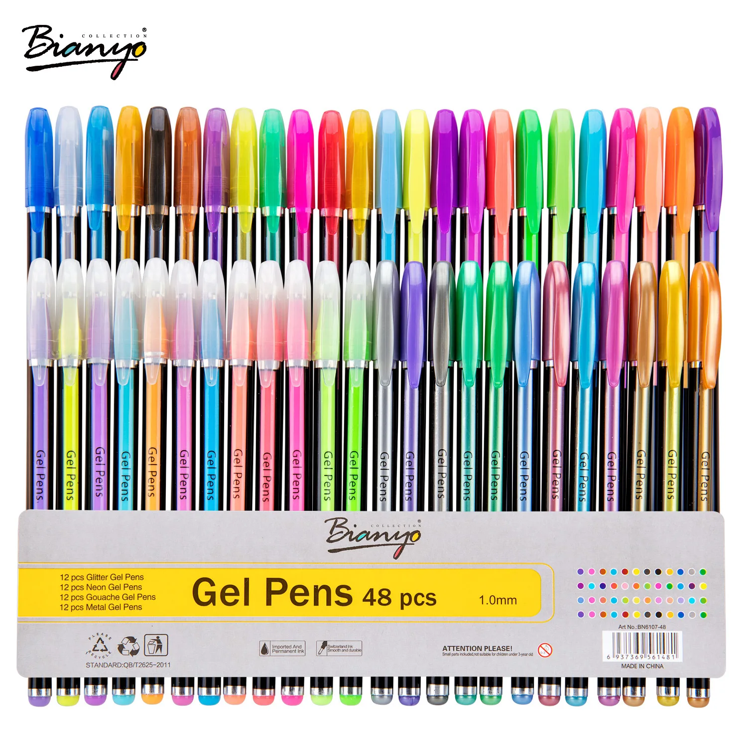 

48 Color Gel Pens Set Refill Pastel Neon Metallic Glitter 1.0MM Sketch Manga for Adult Coloring Drawing School Stationery