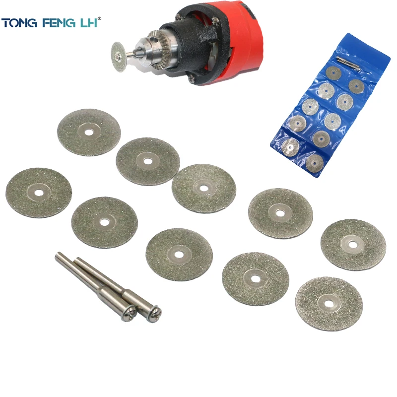 10psc 22mm Dremel Diamond Cutting Disc Rotary Tools Accessories Set with Mandrel 2pcs 3mm