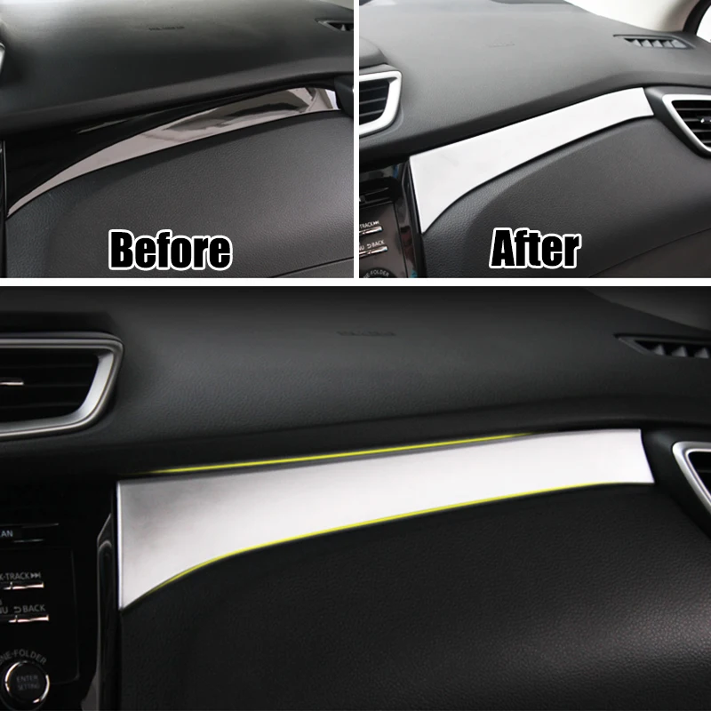 For Nissan Qashqai J11 2016 2017 2018 2019 Chrome Glove Box Panel Trim Center Console Dashboard Cover Molding Matte Car Styling