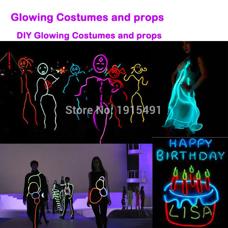 10 Colors Choice Neon Led Strip Matchstick Handsome Person Diy Evening Performance Costume EL Wire Cold Light Illuminate Clothes