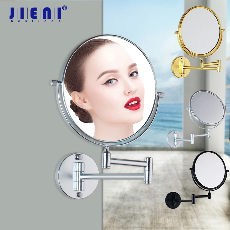 

JIENI 3X Magnifying Beauty Makeup Mirror 8" Wall Mounted Bathroom Toilet Cosmetic Mirror Foldable Double Sided Mirror Design