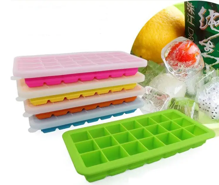 

21 Cavities With Cover Lid Rectangular Shape Silicone Ice Cube Tray Mold Bar Wine Beer Making Kitchen Baking Tool SN1101