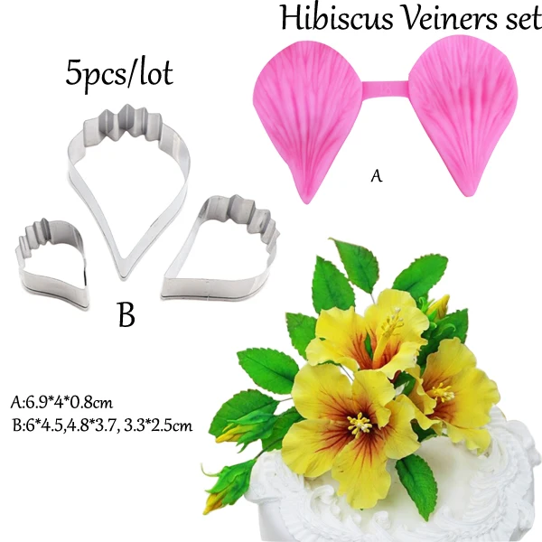 2PCS Rose Petal Veiners Silicone Mold Fondant Mould Cake Decorating Tool Gumpaste Mold Sugarcraft Clay Water Paper Moulds M172