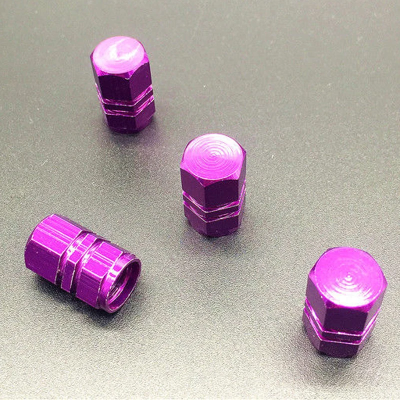 JX-LCLYL 4pcs Universal Aluminum Car Wheel Tire Tyre Valve Air Stem Cap Cover Purple