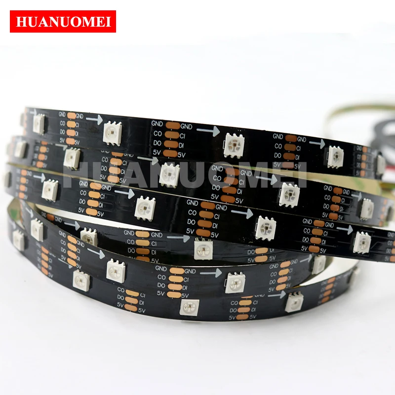 5M 30LEDs/M HD107S Magic Digital Dream Color RGB LED Pixel Light Strip 5050 SMD APA102 5V Black PCB Non-waterproof IP20 TV Tape