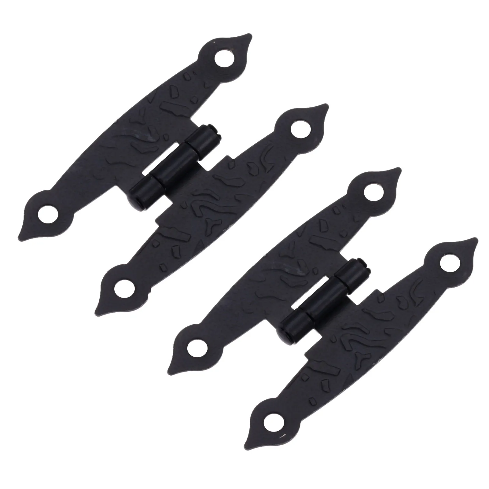 DRELD 2 قطعة العتيقة الأسود باب خزانة الأمتعة يتوقف علب للمجوهرات خمر القديمة H مفصلات زخرفة الأثاث مع المسمار 65*33 مللي متر