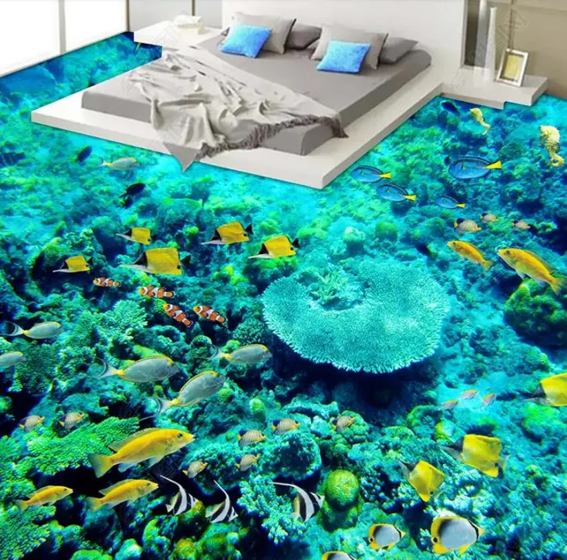 

custom 3D HD waterproof vinyl floor tiles For Living room bedroom bathroom floor wallpaper self-adhesive vinyl wall mural floor