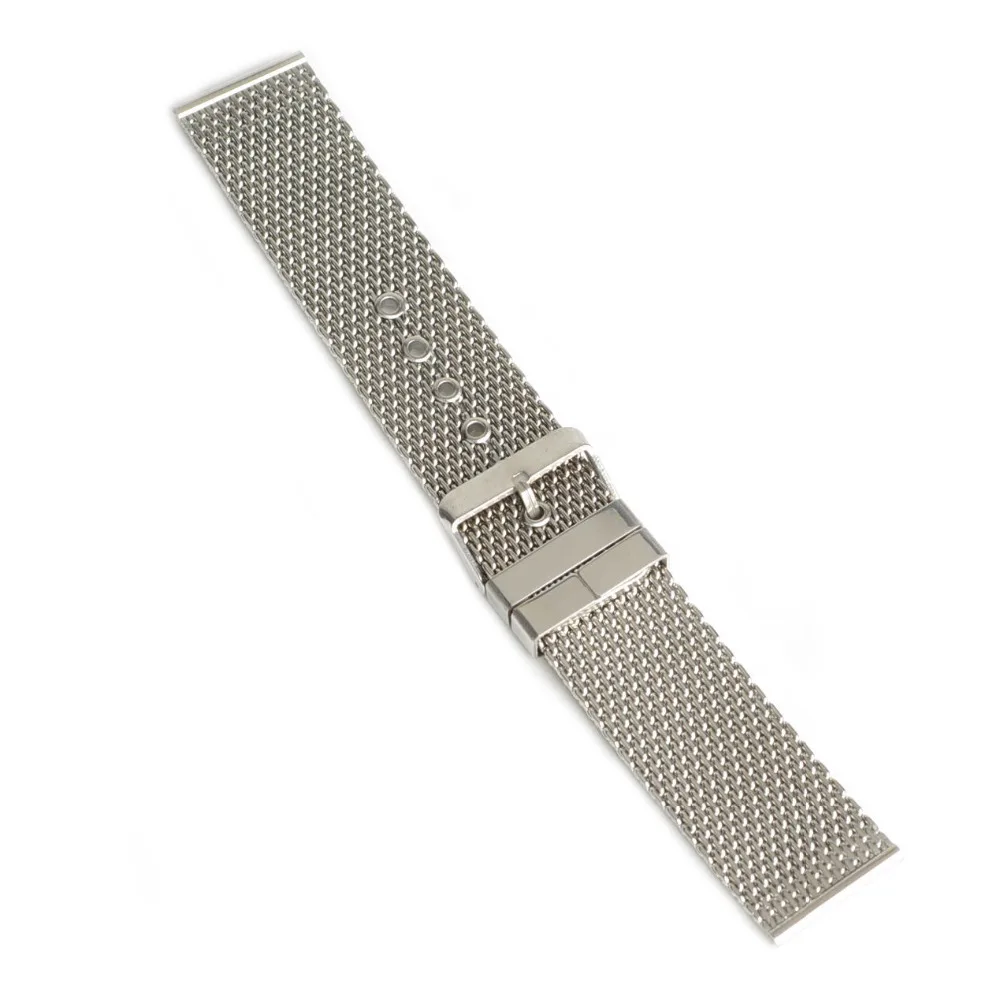 

Silver Replacement Band Strap Stainless Steel Thick Mesh Wrist Watch Bracelet Strap 18mm 20mm 22mm 24mm Men Women Watchband