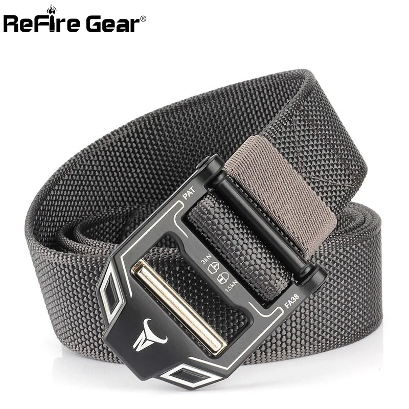 ReFire Gear Army SWAT Combat Tactical Belt Men Metal Buckle Military Equipment Combat Belt Quick Release Sturdy Nylon Waist Belt