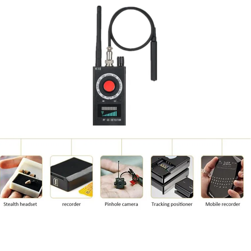 K18 Multi-function Anti-spy Detector Camera GSM Audio Bug Finder GPS Signal Lens RF Tracker Detect Wireless Products EU/US Plug